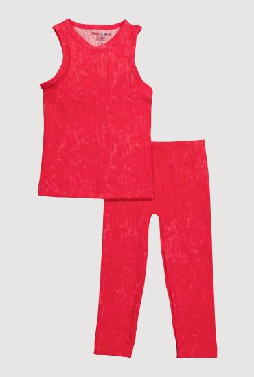 Little Girls Mineral Wash Seamless Tank Top and Leggings Set