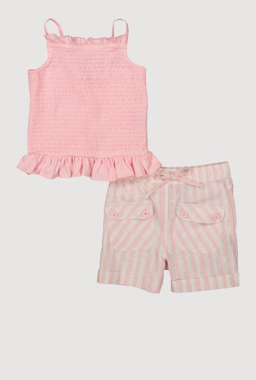Little Girls Smocked Cami with Striped Shorts