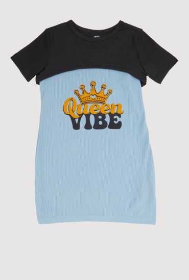 Little Girls Queen Vibe Tank Dress with Short Sleeve Shrug