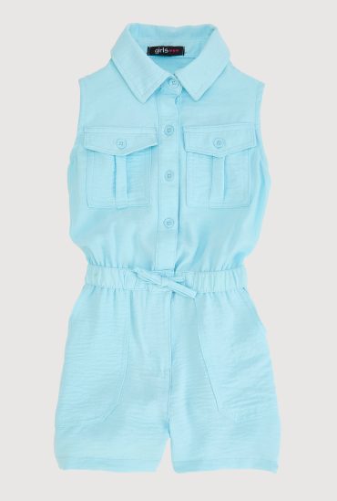 Little Girls Sleeveless Button Front Romper