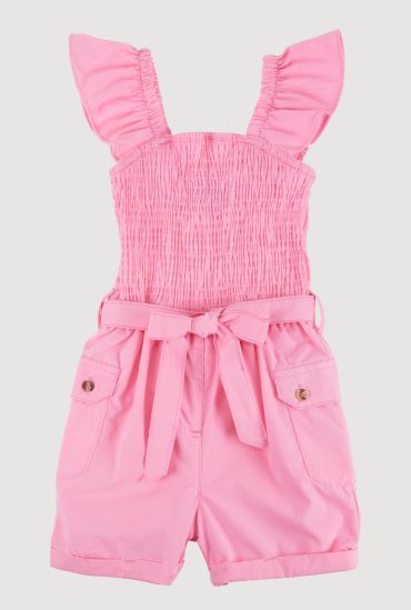 Little Girls Smocked Cargo Pocket Romper