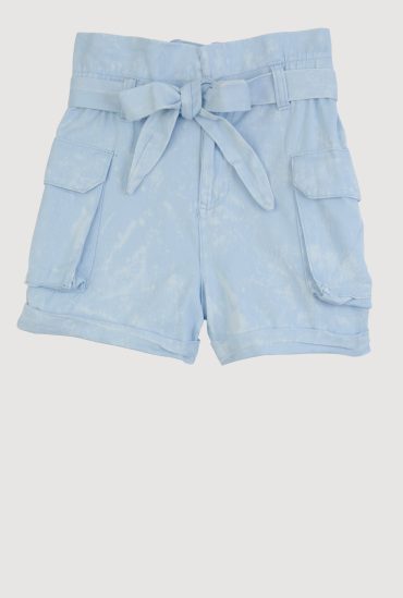Girls Mineral Wash Paper Bag Waist Cargo Shorts