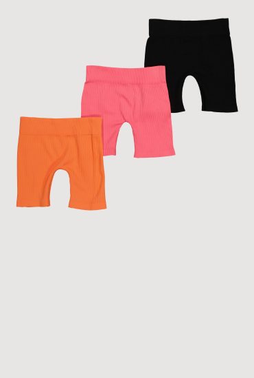 Little Girls Seamless Ribbed Knit Bike Shorts 3 Pack