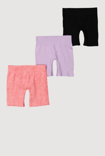 Little Girls Ribbed Knit Seamless Bike Shorts 3 Pack