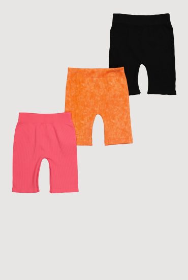 Little Girls Seamless Rib Knit Bike Shorts 3 Pack