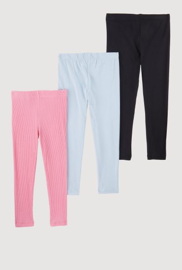 Little Girls Ribbed Knit Leggings Set of 3