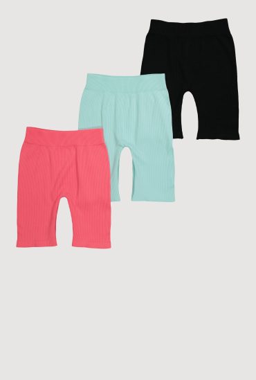 Girls Rib Knit Biker Shorts 3 Pack
