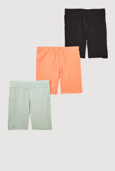 Girls Side Pocket Bike Shorts Set of 3