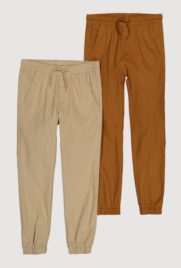 Boys Solid Drawstring Joggers 2 Pack