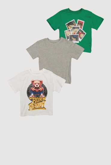 Little Boys Born Ready Graphic Tees 3 Pack