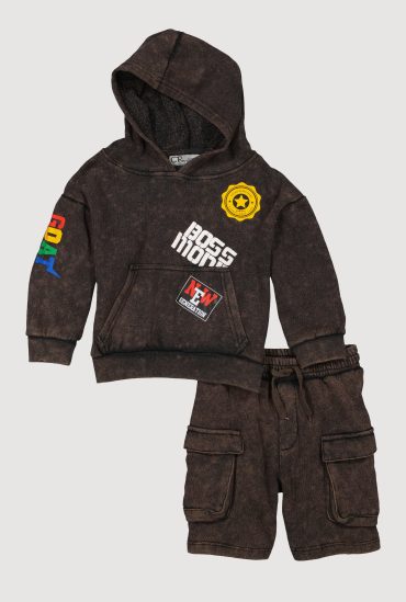 Little Boys GOAT Graphic Hooded Sweatshirt and Shorts