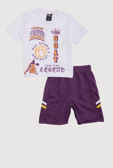 Little Boys Basketball Legend Graphic Tee and Shorts