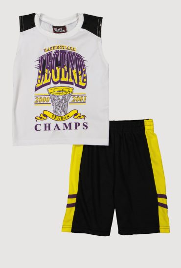 Little Boys Basketball Legend Muscle Tee and Shorts