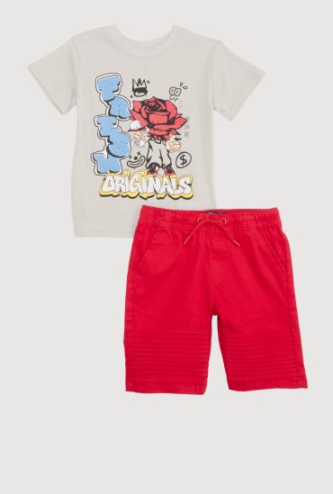 Little Boys Chenille Fresh Originals Graphic Tee and Shorts