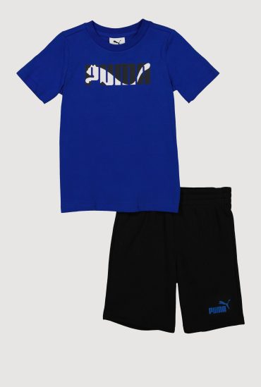 Little Boys Puma Print Graphic Tee and Shorts