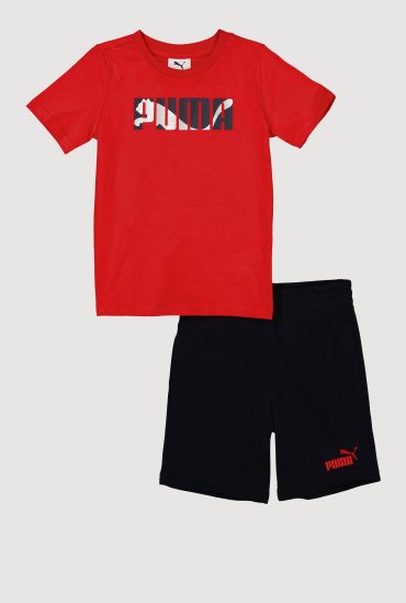 Little Boys Puma Print Tee and Shorts