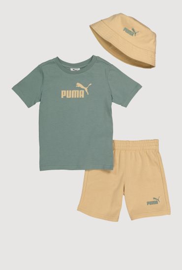 Little Boys Puma Graphic Tee and Shorts with Bucket Hat