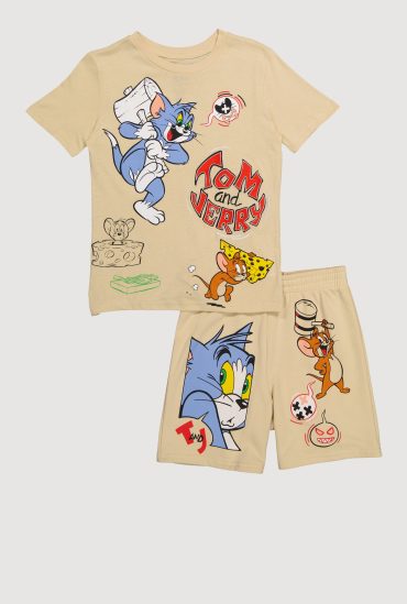 Boys Tom and Jerry Graphic Tee and Sweatshorts 2 Piece Set