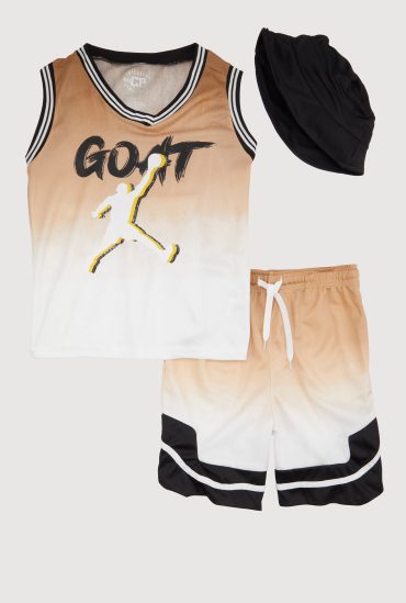 Boys Ombre GOAT Graphic Tank Top and Shorts with Hat