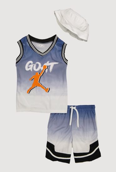 Boys Ombre GOAT Graphic Tank Top and Shorts with Hat