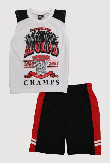 Boys Basketball Legend Graphic Tee and Jersey Mesh Shorts