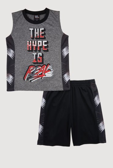 Boys The Hype Is Real Graphic Tee and Jersey Mesh Shorts