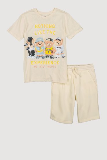 Boys Experience Teddy Bear Graphic Tee and Sweatshorts