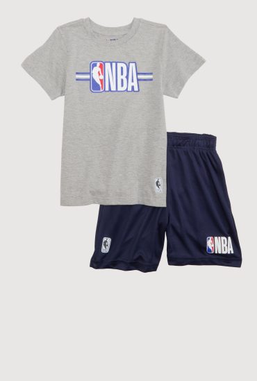 Boys NBA Logo Marled Graphic Tee and Shorts