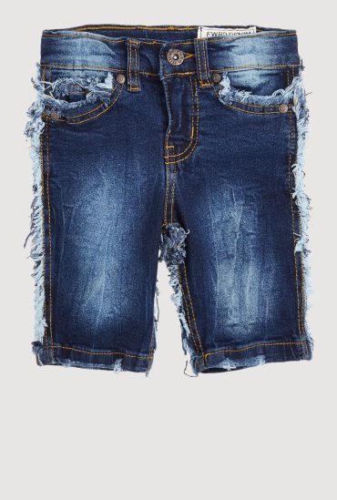 Little Boys Frayed Trim Denim Shorts