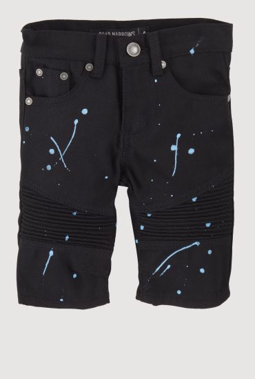 Little Boys Paint Splatter Denim Moto Shorts