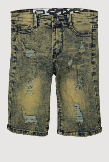 Boys Mineral Wash Distressed Whiskered Shorts
