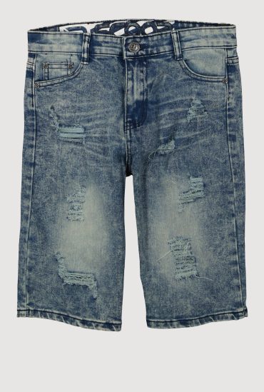 Boys Mineral Wash Whiskered Distressed Shorts