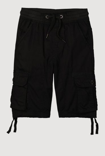Boys Twill Drawstring Waist Bermuda Cargo Shorts