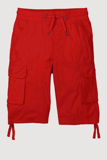 Boys Solid Tie Hem Cargo Shorts