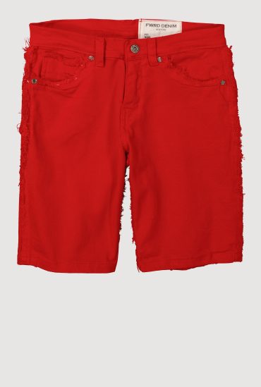 Boys Solid Frayed Trim Denim Shorts