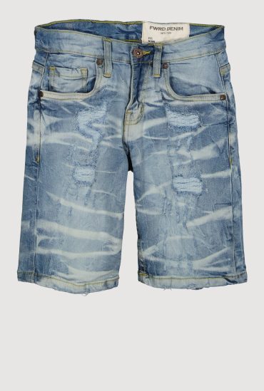 Boys Whiskered Distressed Denim Shorts