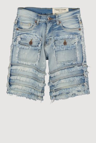 Boys Frayed Tiered Trim Denim Shorts
