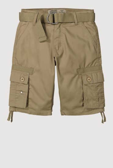 Boys Belted Tie Hem Cargo Shorts