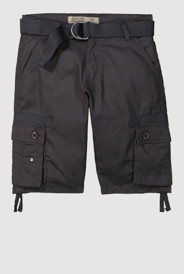 Boys Tie Hem Belted Cargo Pocket Shorts