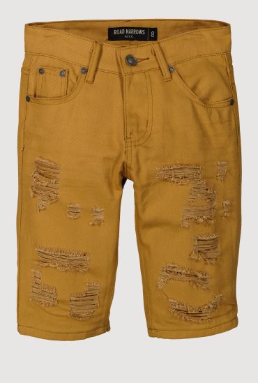 Boys Distressed Solid Denim Shorts