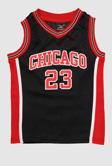 Little Boys Contrast Trim Graphic Basketball Jersey