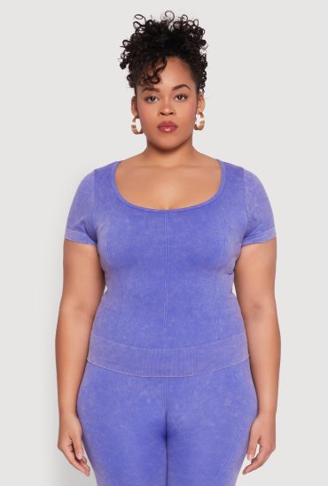 Plus Size Mineral Wash Scoop Neck Tee