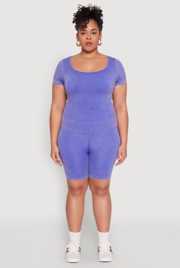 Plus Size Mineral Wash Biker Shorts