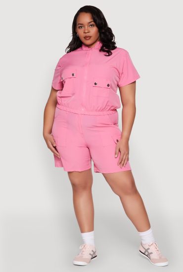 Plus Size High Waisted Cargo Pocket Shorts