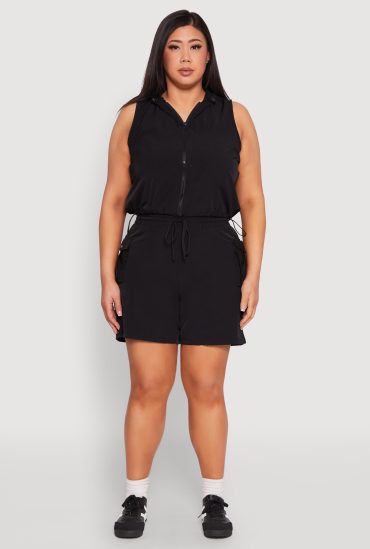 Plus Size Nylon Drawstring Cargo Shorts