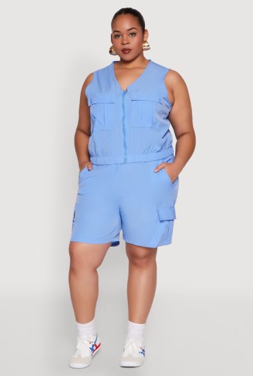 Plus Size Nylon Cargo Shorts