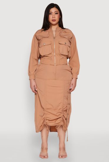 Plus Size Grommet Detail Drawstring Skirt