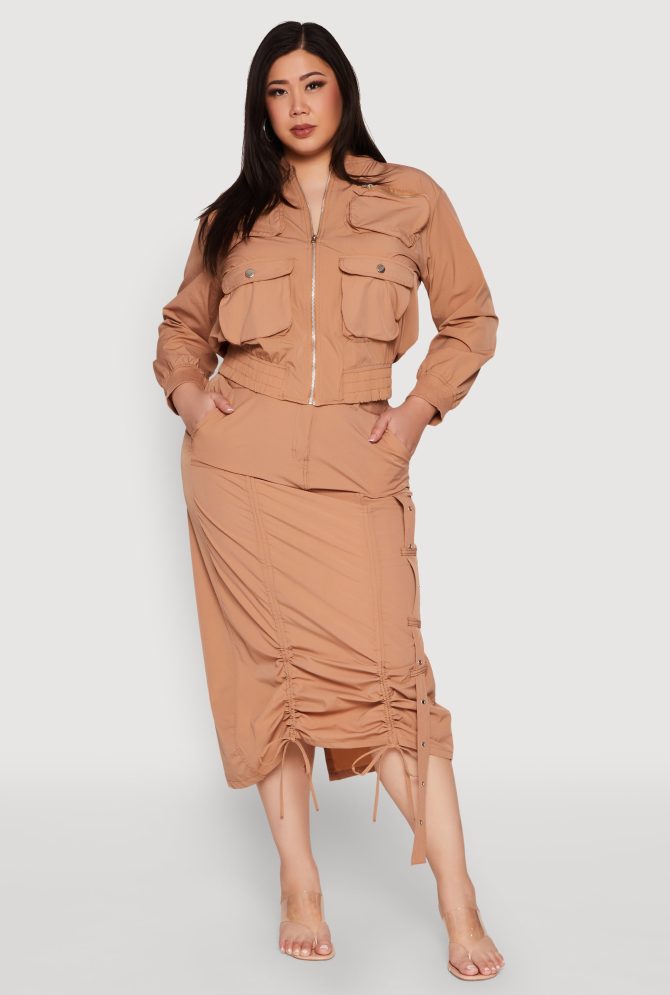 Plus Size Grommet Detail Drawstring Skirt - Image 2