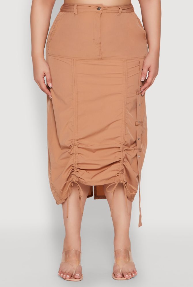 Plus Size Grommet Detail Drawstring Skirt - Image 3