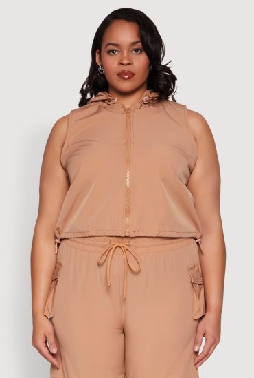 Plus Size Toggle Drawstring Hem Crop Top